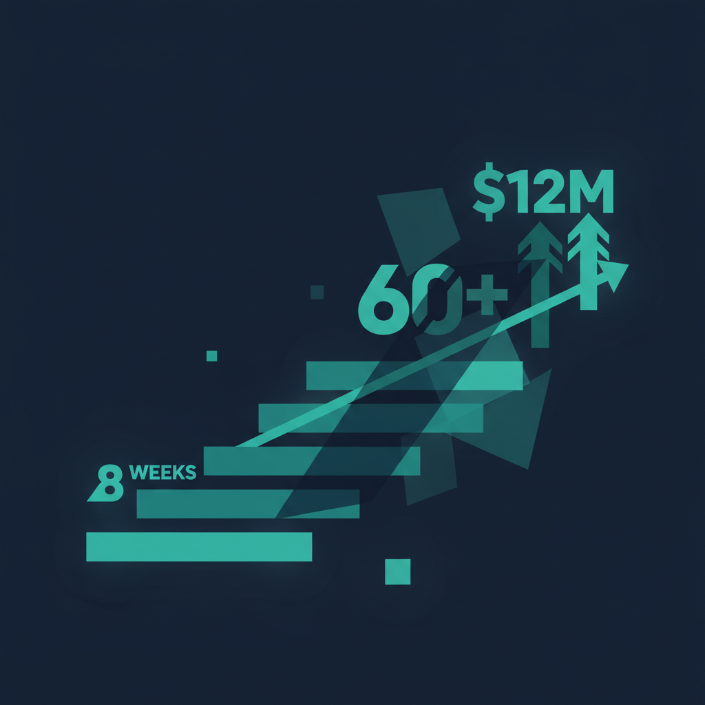 Visual representation of Pool Perfection's growth transformation - build times, project count, and revenue